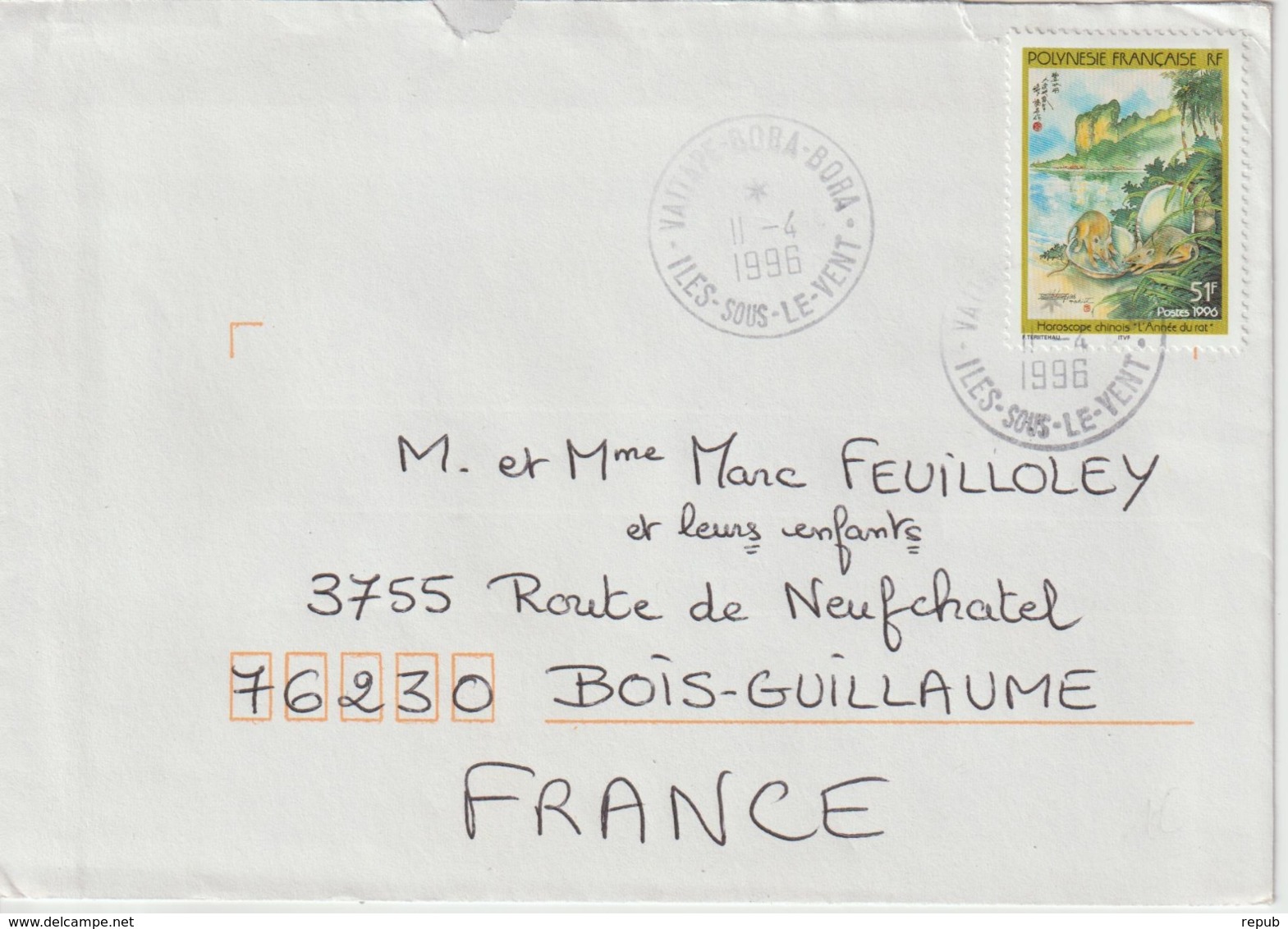 Lettre Polynésie 1996 Pour La France - Covers & Documents