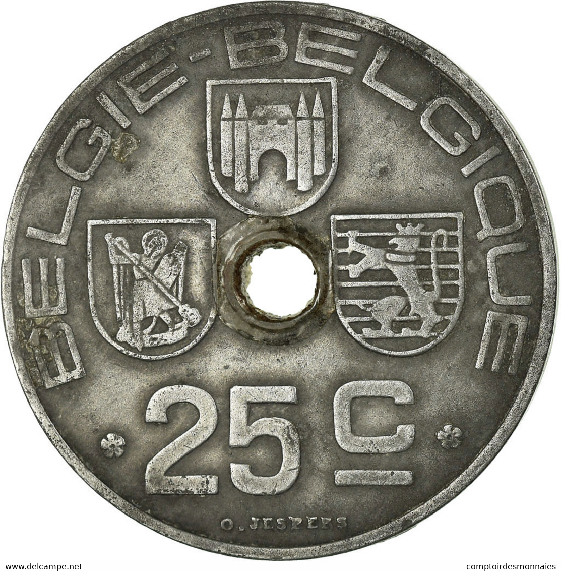 Monnaie, Belgique, 25 Centimes, 1942, TB+, Zinc, KM:132 - 25 Cents