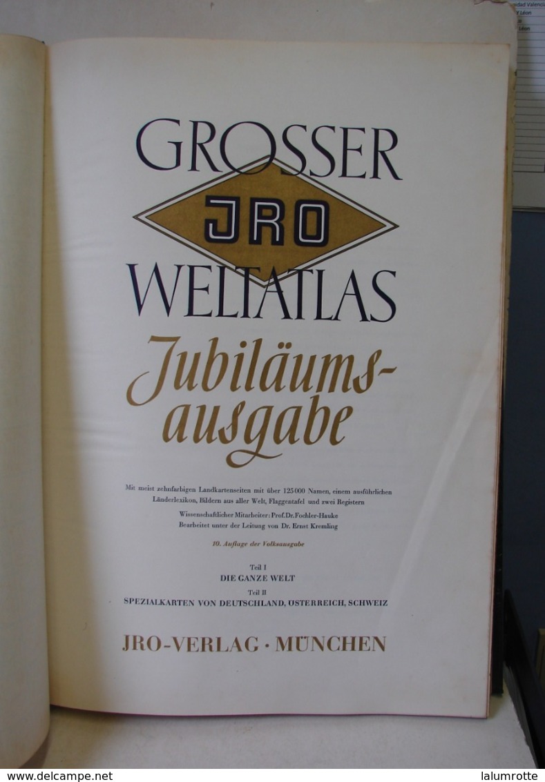 Liv. 334. Grosser  JRO  Weltatlas Jubiläums Ausgabe 1954. - Mapamundis