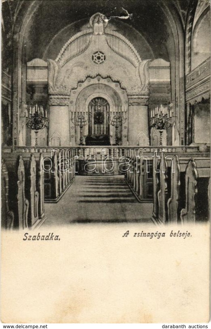 * T4 Szabadka, Subotica; A Zsinagóga Belseje. Kiadja Erdélyi D. és Társa / Synagogue Interior (apró Lyukak / Pinholes) - Non Classés