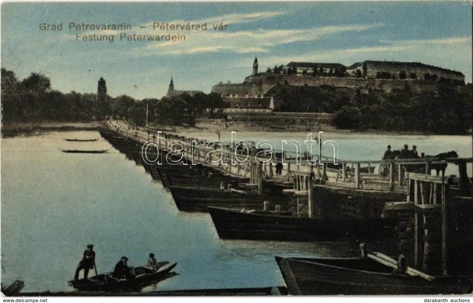 T2 1916 Újvidék, Novi Sad; Pétervárad Vára, Hajóhíd / Petrovaradin Castle, Pontoon Bridge - Non Classés