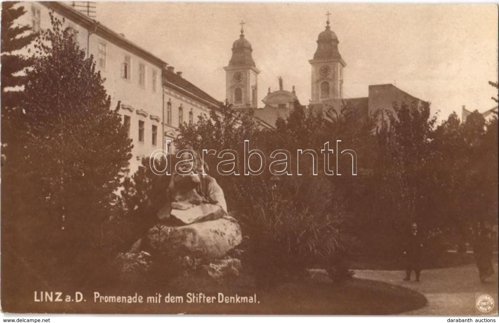 T2 Linz A. D., Promenade Mit Dem Stifter Denkmal / Promenade, Monument - Non Classés