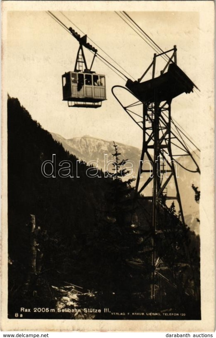 T2 1928 Rax, Seilbahn Stütze III. / Cable Car + 'Oesterr. Bergbahnen A. G. Raxbahn' Cancellation - Non Classés