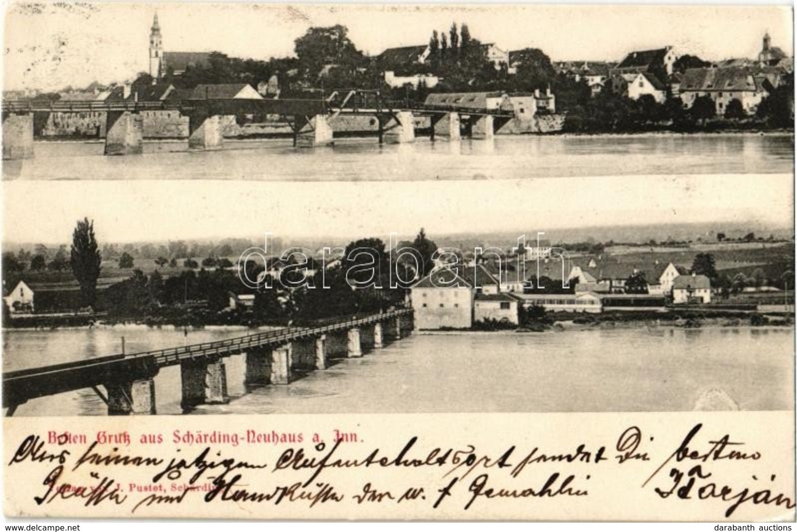 T2/T3 1902 Schärding, Schärding-Neuhaus Am Inn; General View, Bridge. Verlag J. Pustet - Non Classés