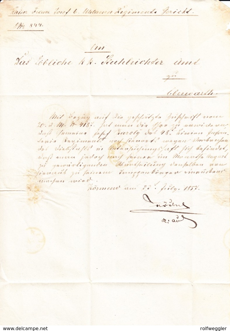 1857 Faltbrief Aus Körmend Nach Oberwarth - ...-1867 Prephilately