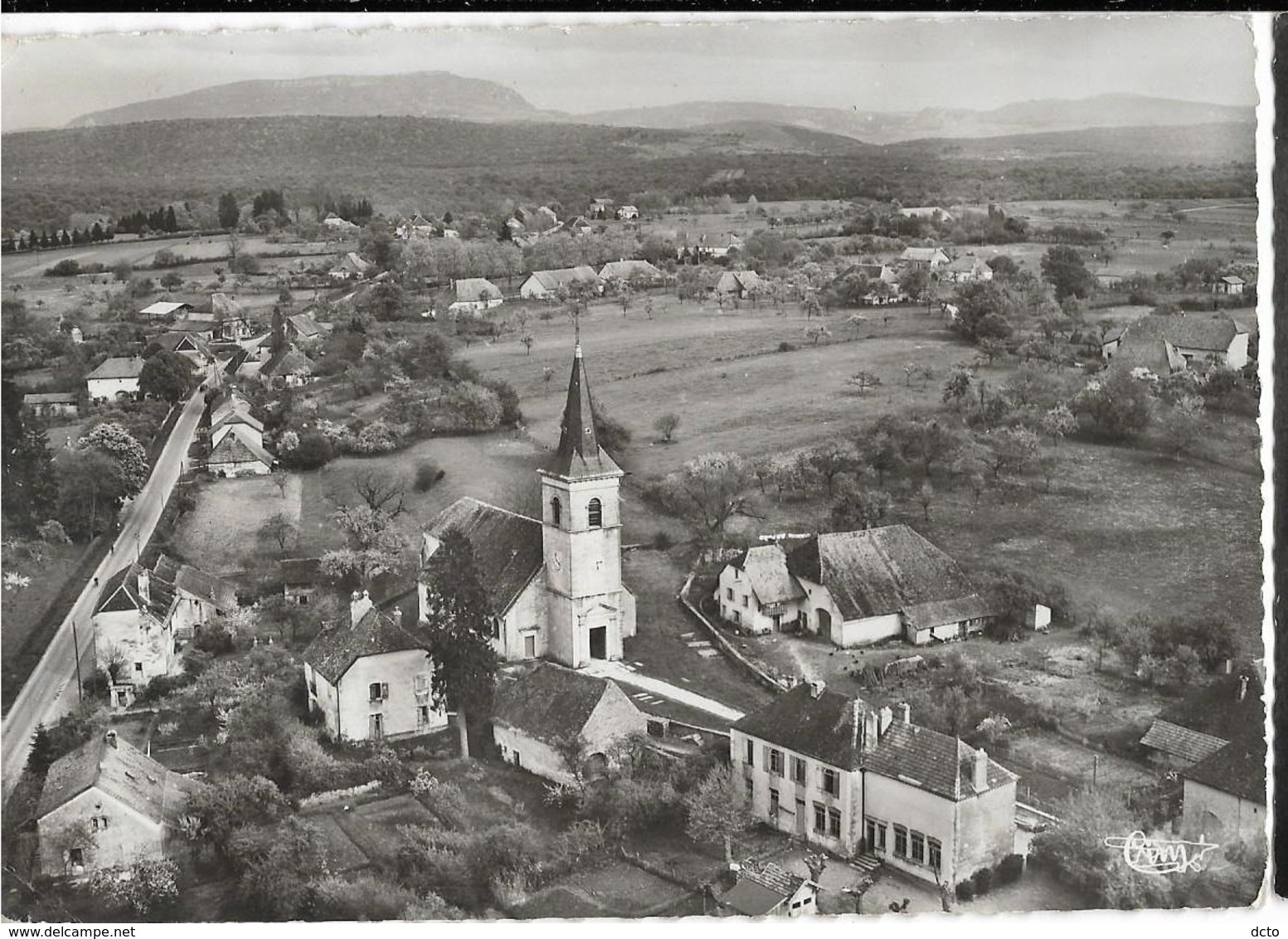 VILLERS-FARLAY Vue Aérienne. Quartier De L'Eglise  Cim 1271, Envoi 1953, Cpsm GF - Villers Farlay