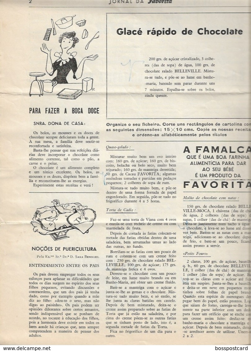 Abrantes - Jornal Da Favorita De 1 De Dezembro De 1954 - Chocolate E Biscoitos -  Imprensa - Publicidade. Santarém. - Küche & Wein