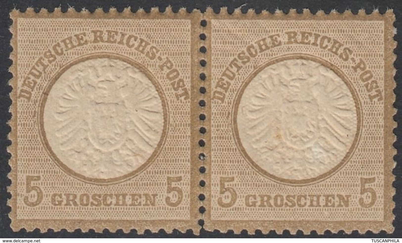 Reich Tedesco - Ostland - Deutsches Reich 1872 5 Gr Ocre Brown Pair Mnh - Michel N.22 - Neufs