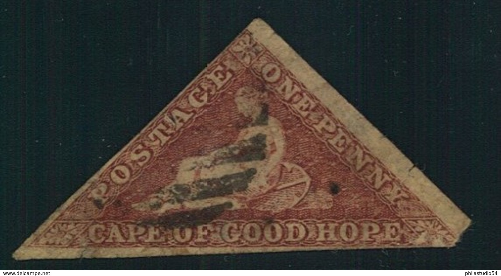 1857, 1 D Brick Red  Watermark Sideways With Large To Touched Margins - SG 5 Ab - ( Cv £ 425,-) - Kaap De Goede Hoop (1853-1904)