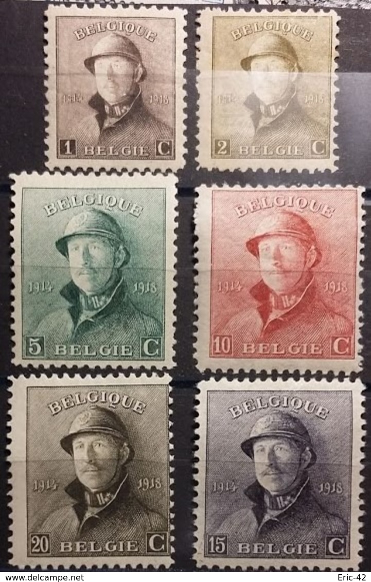 BELGIUM 1919 - Sc# 124 à 129 Roi Casqué. Neuf* MH - 1919-1920 Roi Casqué