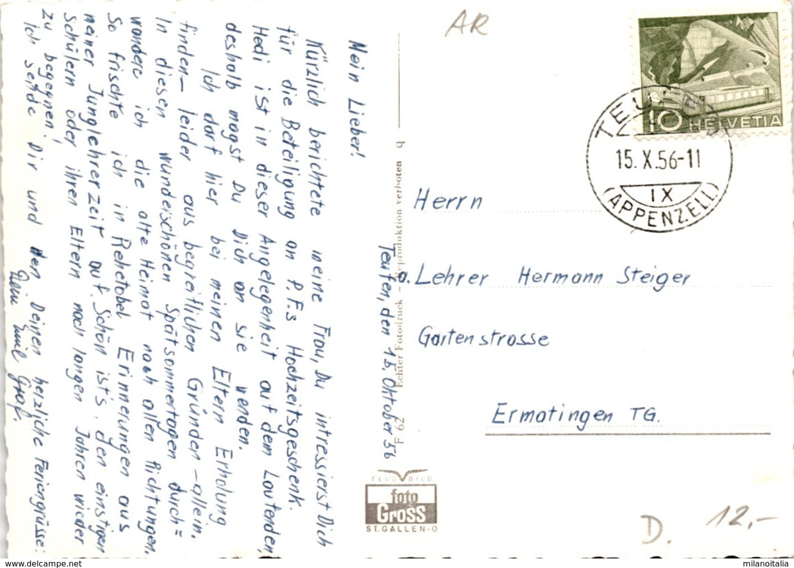 Fliegraufnahme Rehetobel Mit Bodensee (62) * 15. X. 1956 - Rehetobel