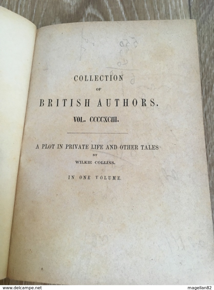 Livre Du XIXe Siècle.WILKIE COLLINS. A PLOT IN PRIVATE LIFE AN OTHER TALES  Collection British Authors - 1800-1849