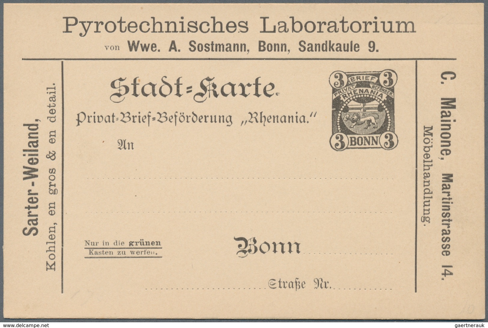 Thematik: Anzeigenganzsachen / Advertising Postal Stationery: 1895 (ca.), German Reich. Private Ad P - Ohne Zuordnung