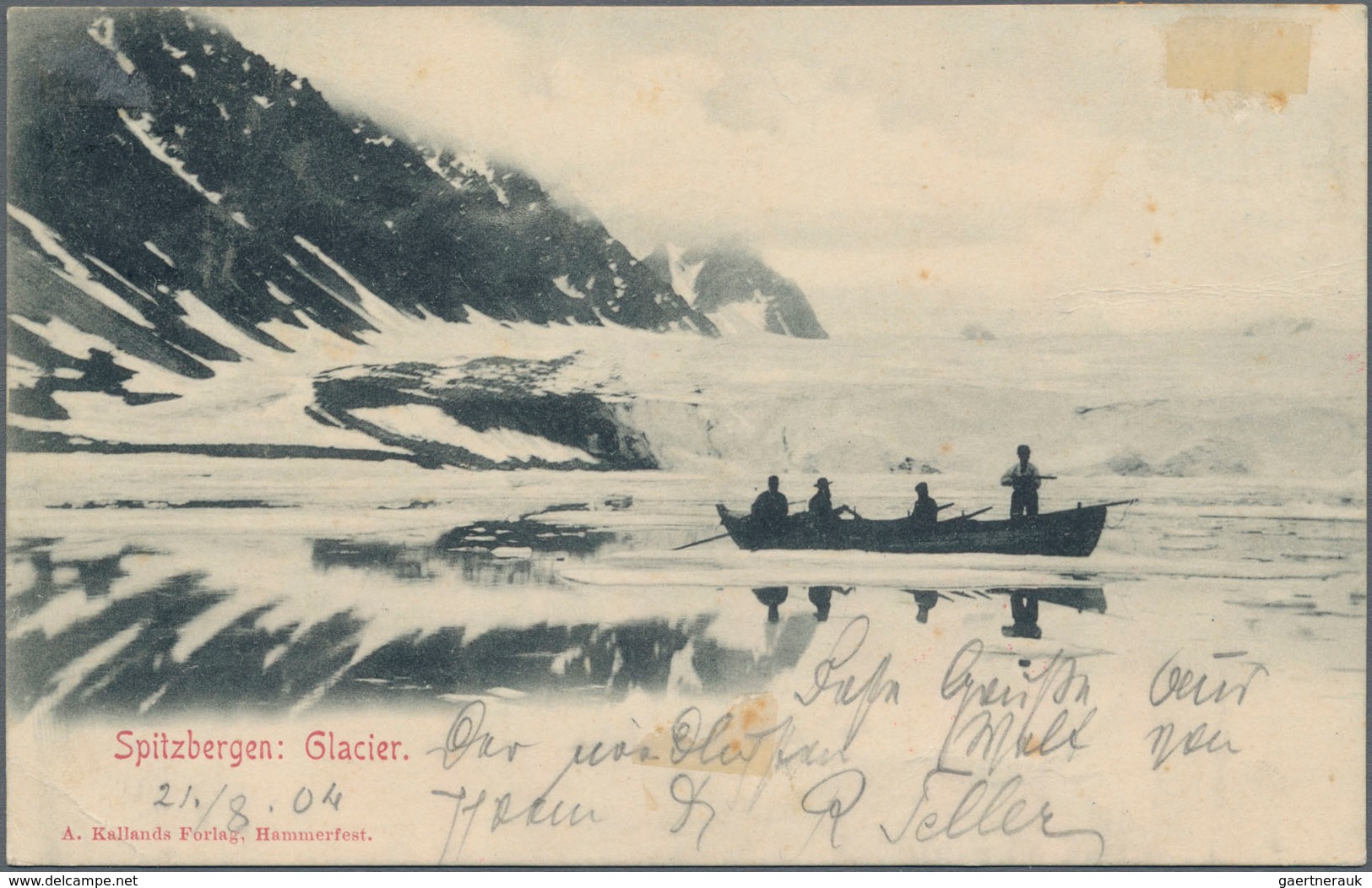 Thematik: Arktis / Arctic: 1904, Norway. Photo Postcard "Spitzbergen: Glacier" With 10 Ore Posthorn - Sonstige & Ohne Zuordnung