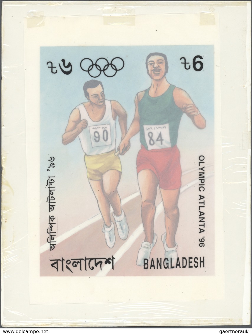 Thematik: Olympische Spiele / Olympic Games: 1996, Bangladesh 6 Cent Marke, Original Entwurfzeichnun - Sonstige & Ohne Zuordnung