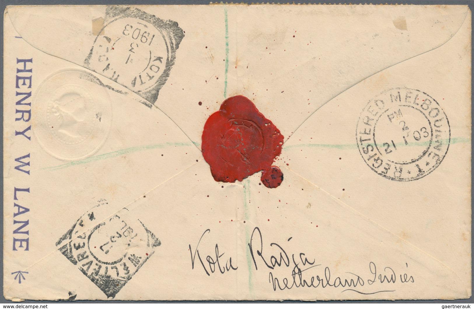 Victoria: 1903 (21.2.), QV 1d. Embossed Oval PTPO Stat. Envelope For 'Citizens Life Assurance Compan - Briefe U. Dokumente