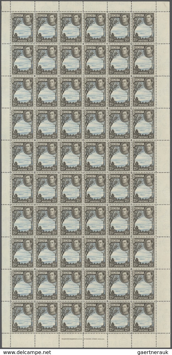 Bermuda-Inseln: 1941 'Grape Bay' 2½d. Pale Blue & Sepia-black, Two Complete Sheets Of 60 Plus Part S - Bermuda