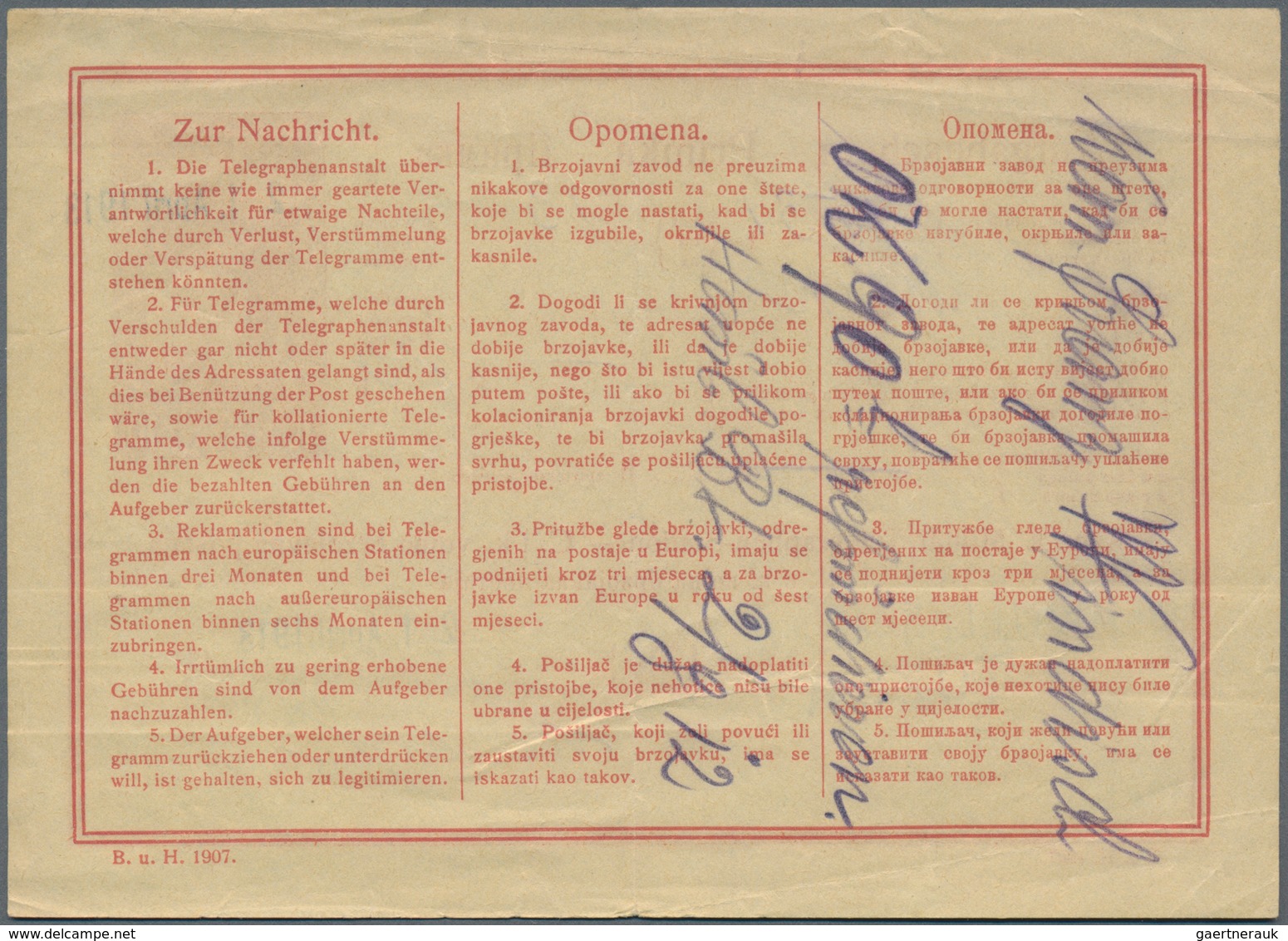 Bosnien Und Herzegowina - Ganzsachen: 1900/1907, 10 H Rose Receipt (Aufgabeschein) Cancelled With Bl - Bosnien-Herzegowina