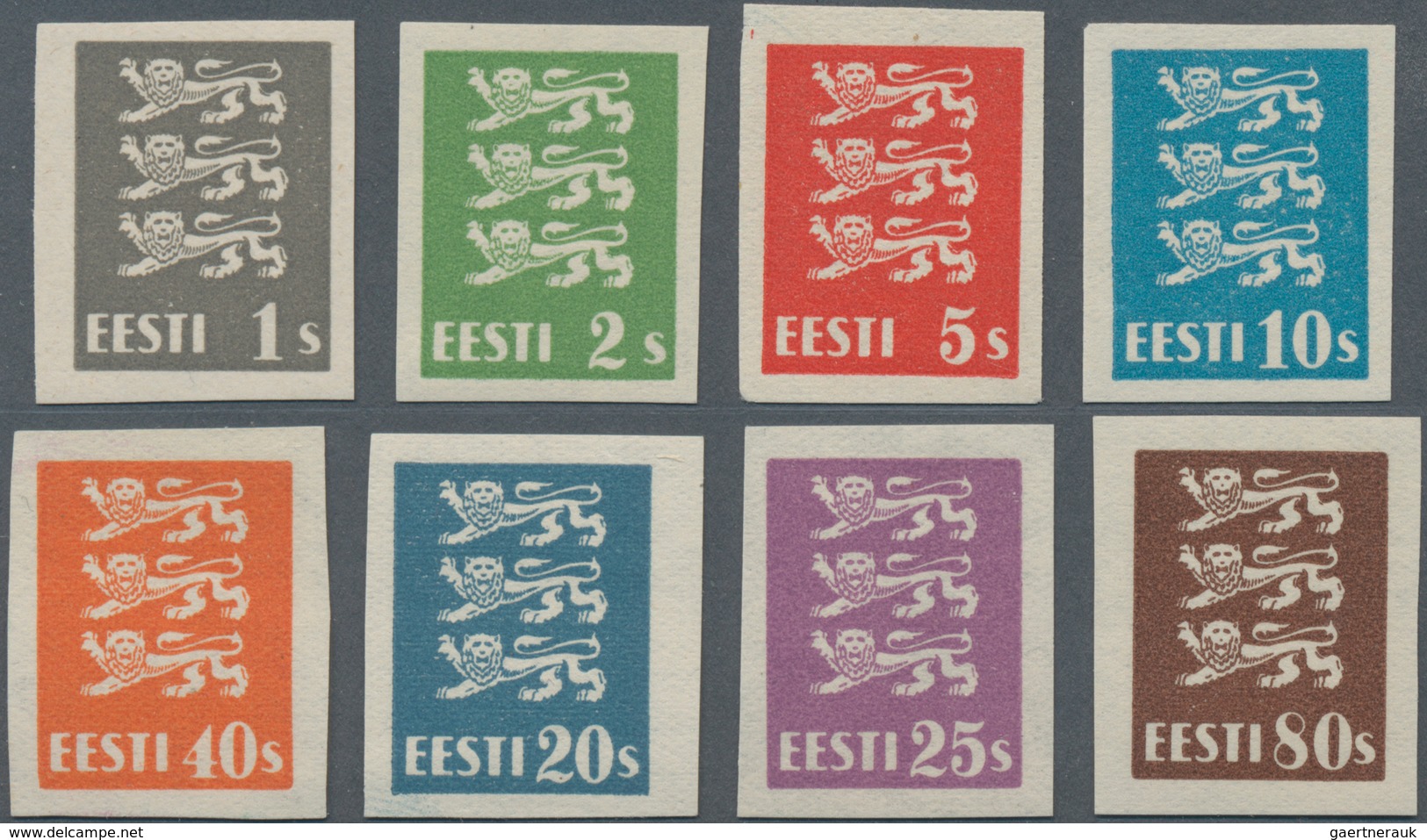 Estland: 1928/1929. Heraldic Lion, 8 Values As Proofs Without Net Overprint, And Additionally 10s Co - Estland