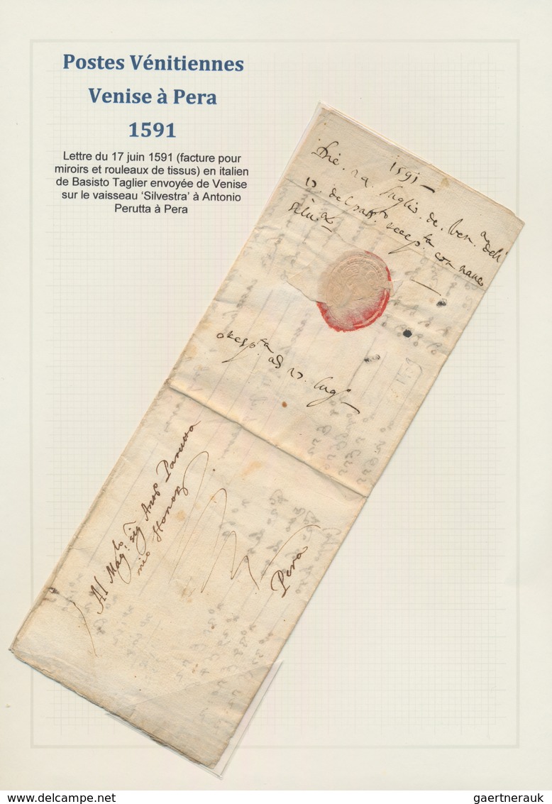 Italien - Vorphilatelie: 1591, Folded Merchant Envelope From Venetia To Pera / Constantinopoli, Addr - 1. ...-1850 Vorphilatelie