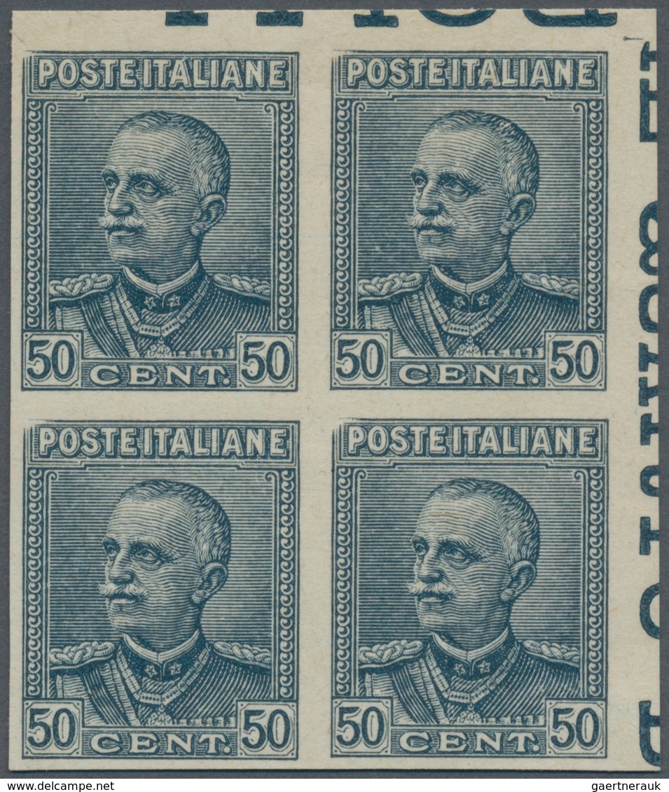 Italien: 1928, 50 C Gray-blue Colour Proof In Block Of Four, Imperforated, Mint Never Hinged - Oblitérés