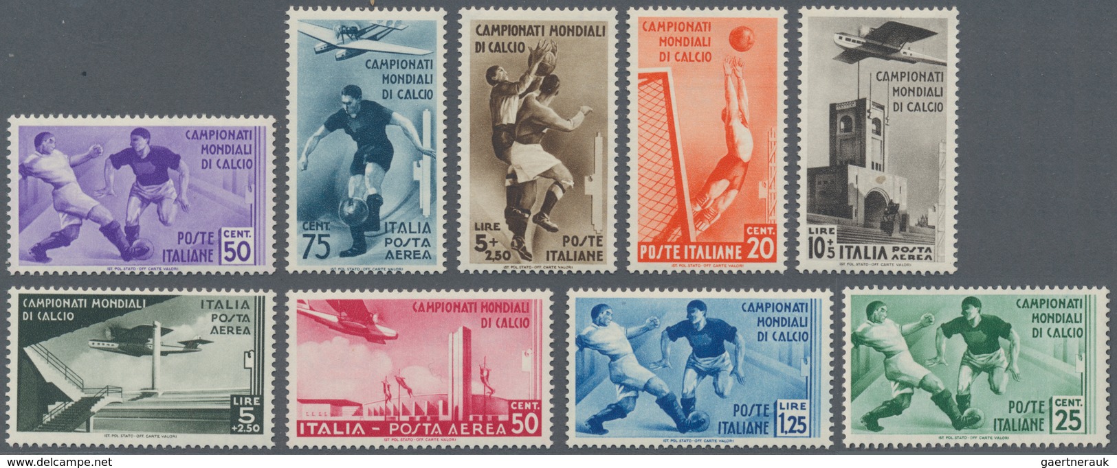 Italien: 1934, Football World Championship, Michel No. 479/487 Mint Never Hinged. Catalogue Value 70 - Oblitérés