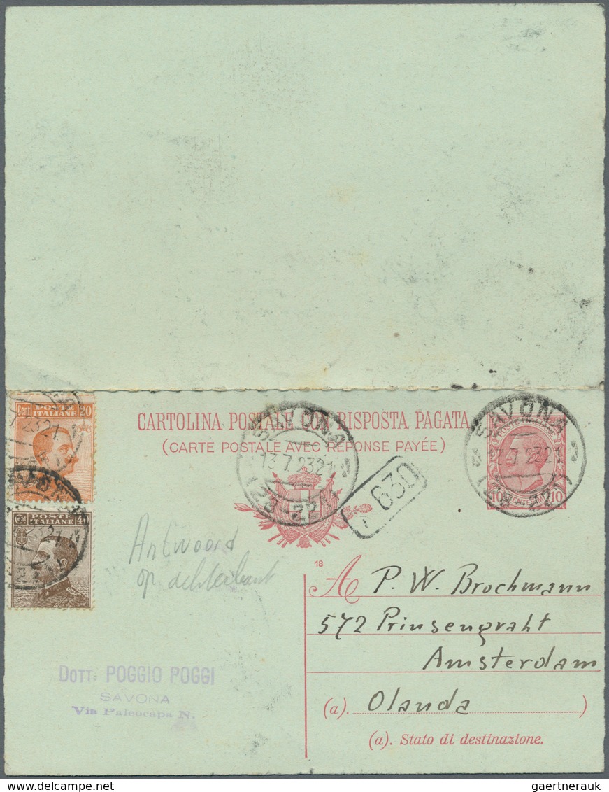 Italien - Ganzsachen: 1918, King Emanuel II, 10 C. Postal Stationery Double Card With Print Error: " - Ganzsachen