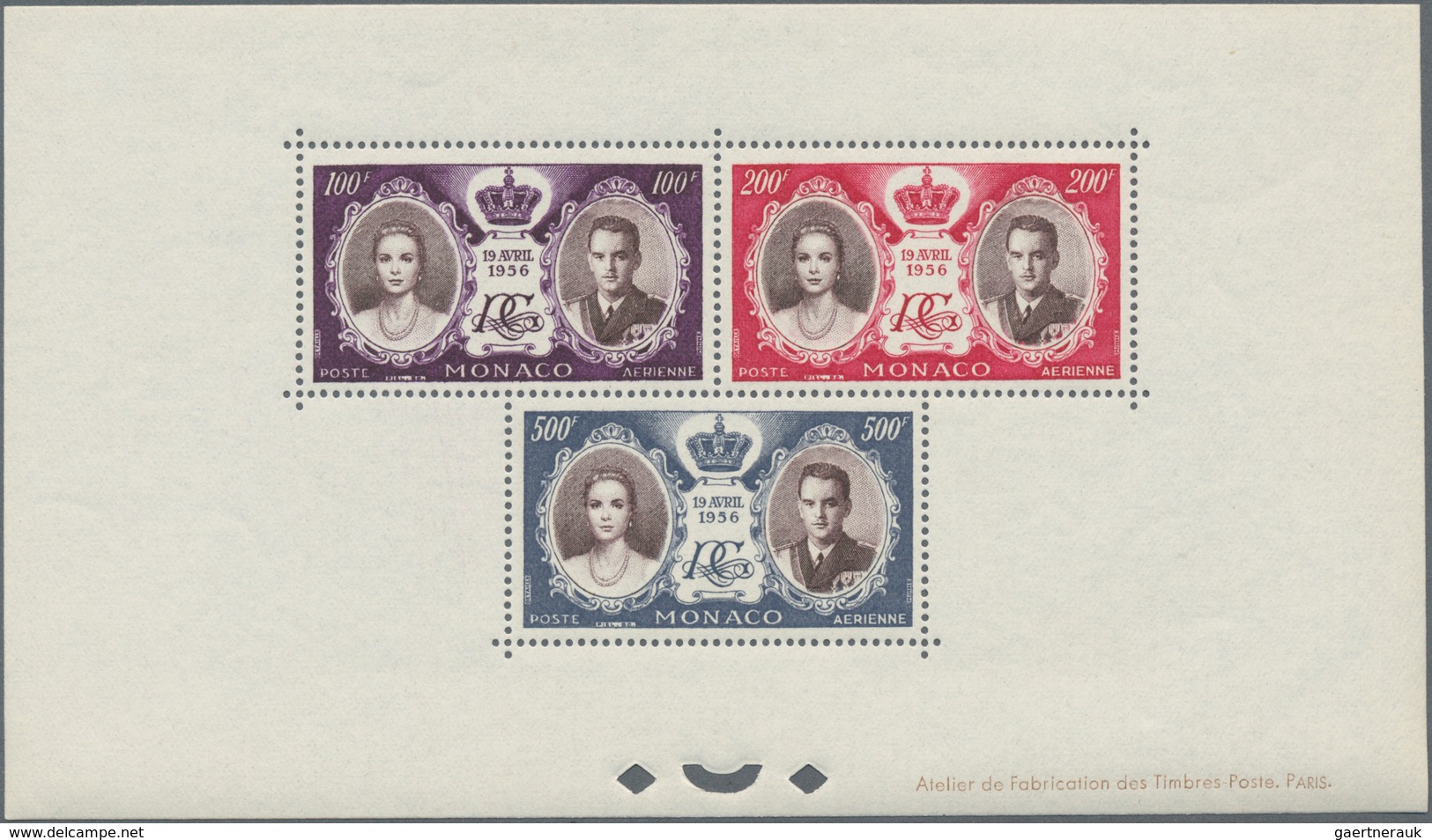Monaco: 1956, Wedding Of Prince Rainier III. And Grace Kelly Complete Set Of Eight In Two Special Mi - Ungebraucht