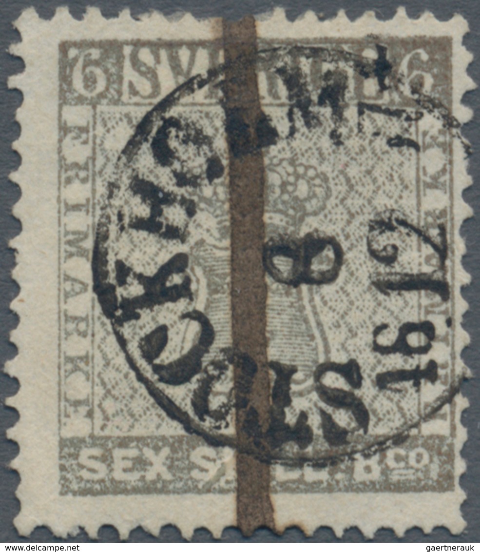 Schweden: 1855-58 6 Skill B:co Grey, Early Printing, Used And Cancelled By "STOCKHOLM/8/12/1857" C.d - Gebraucht