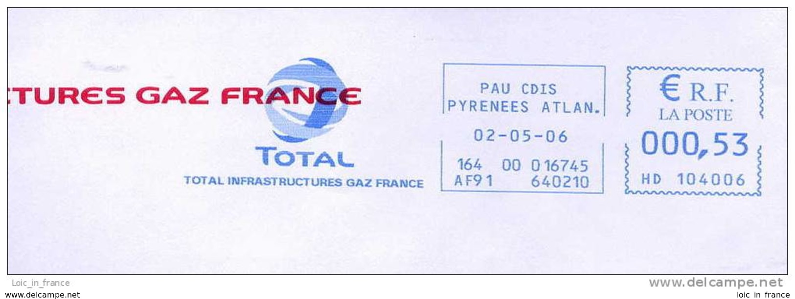 EMA Sur Lettre / Slogan Meter On Cover / Total Gaz Pau 64 Pyrenees Atlantiques - Gas