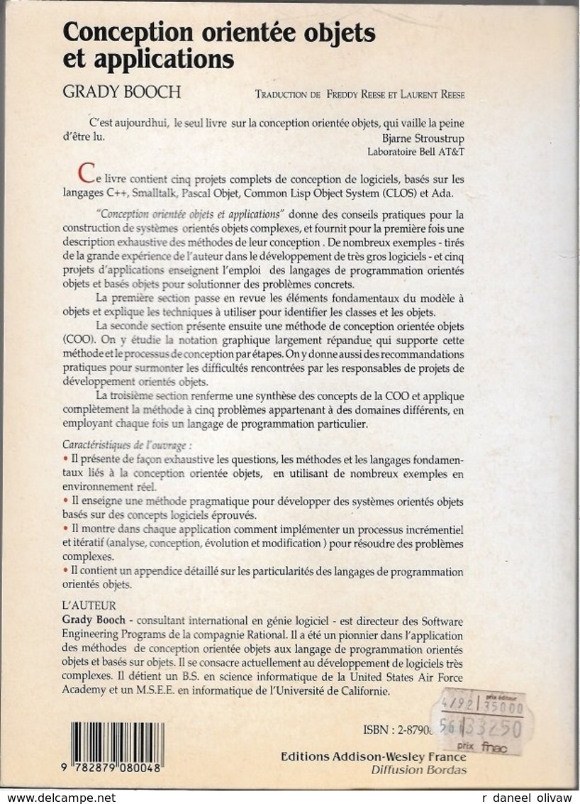 Grady Booch - Conception Orientée Objets Et Applications (1992, TBE) - Informatique