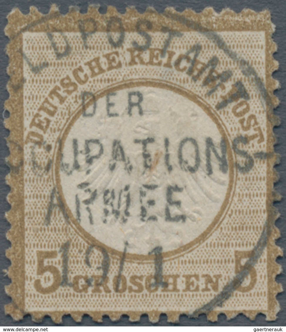 Deutsches Reich - Brustschild: 1872 Kleiner Schild 5 Gr Graubraun Mit Ideal-K1 "FELDPOSTAMT DER OCCU - Brieven En Documenten