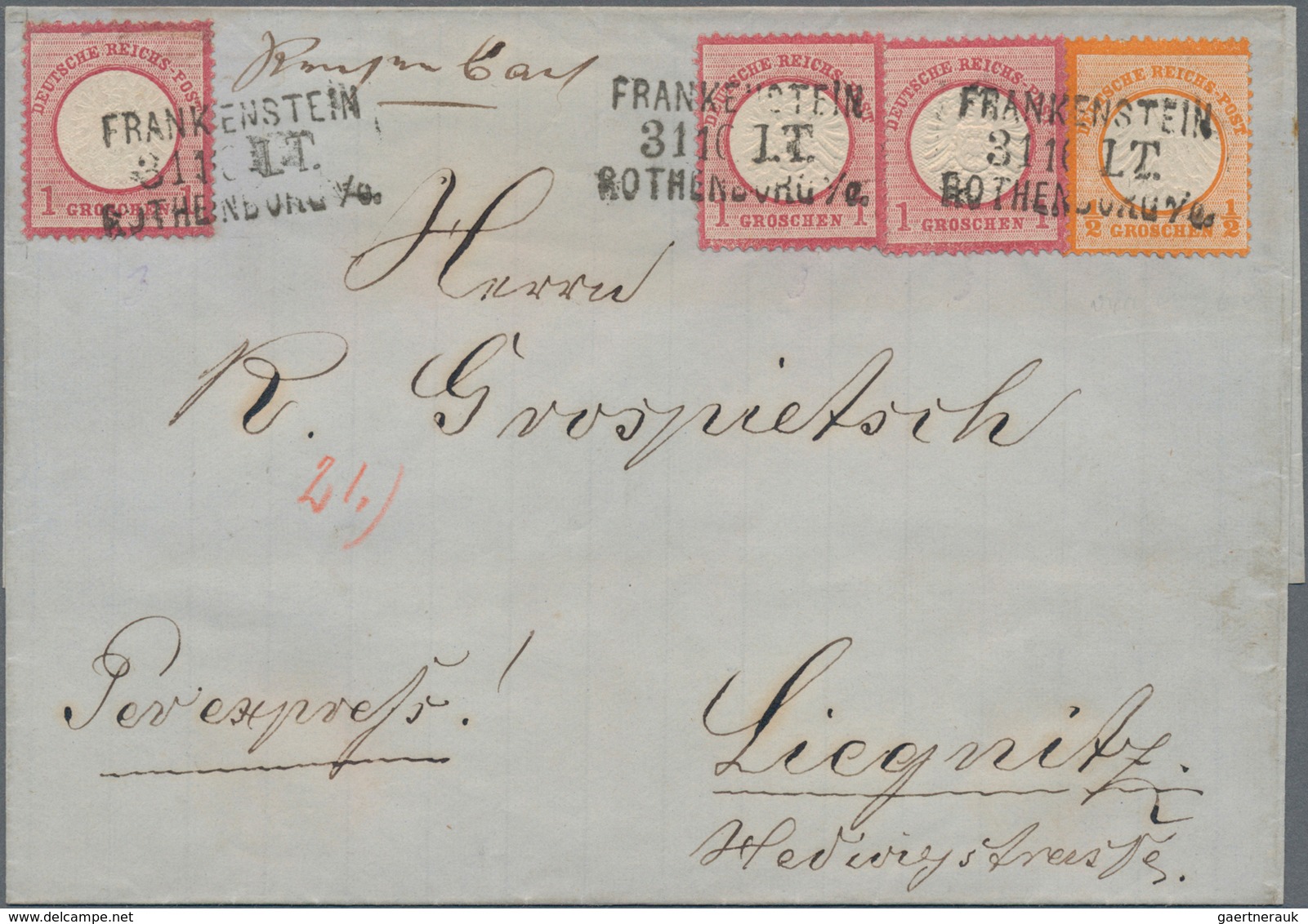 Deutsches Reich - Brustschild: 1872, Kleiner Schild ½ Gr. Orange Und Großer Schild 3x 1 Gr. Karmin A - Brieven En Documenten