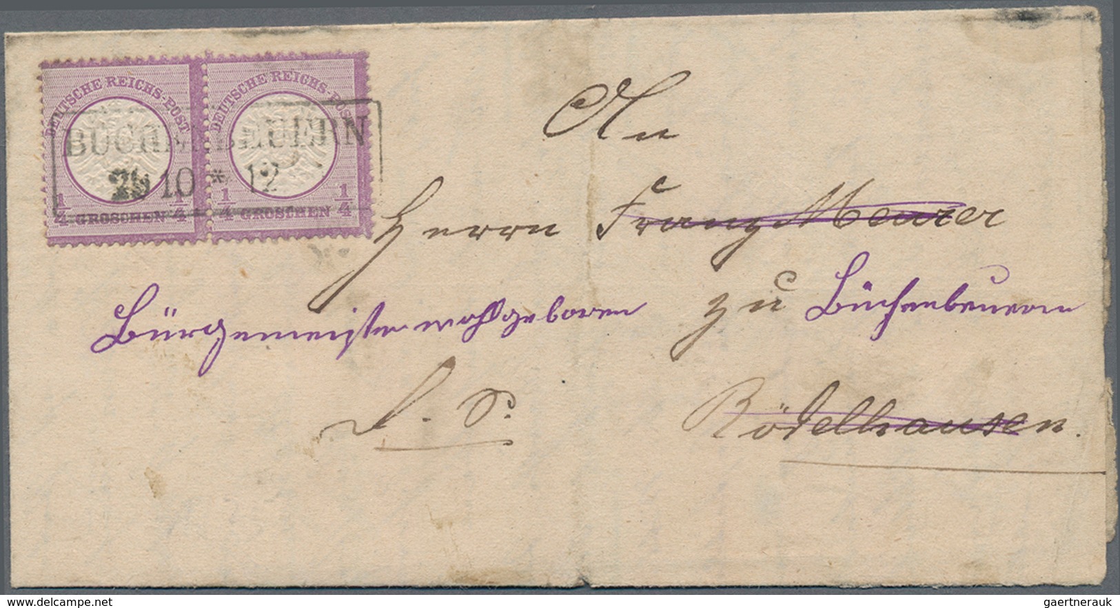 Deutsches Reich - Brustschild: 1872, 1/4 Groschen Graupurpur Großer Schild Im Waagr. Paar Sauber Ent - Brieven En Documenten