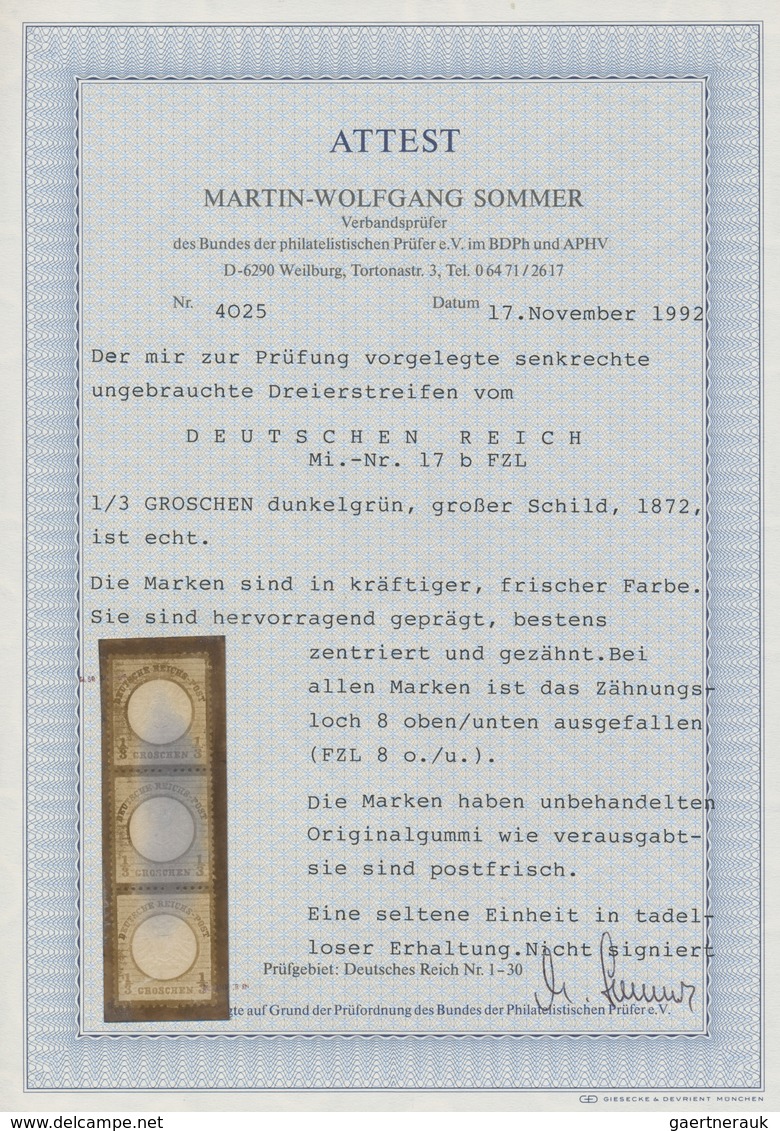 Deutsches Reich - Brustschild: 1872, Großer Schild 1/3 Gr. Farbfrischer, Gut Gezähnter, Geprägter Un - Brieven En Documenten