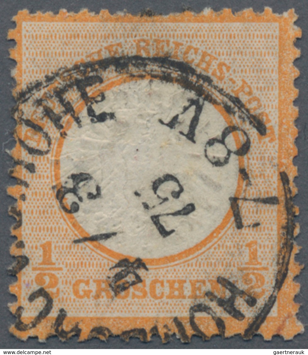 Deutsches Reich - Brustschild: 1872, Großer Schild ½ Gr. Orange Mit Doppelprägung Des Mittelstückes - Briefe U. Dokumente