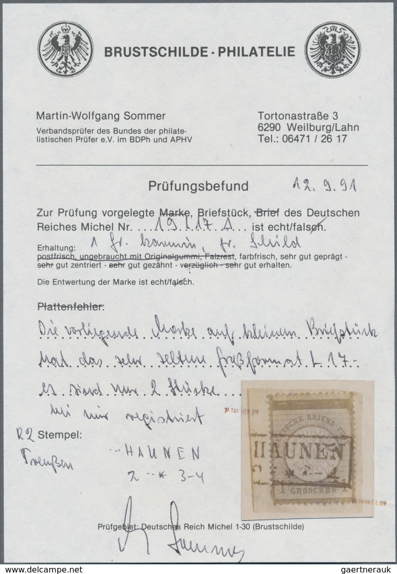 Deutsches Reich - Brustschild: 1872, Großer Schild 1 Gr. Karmin Mit Extrem Seltenem Über-Großformat - Brieven En Documenten