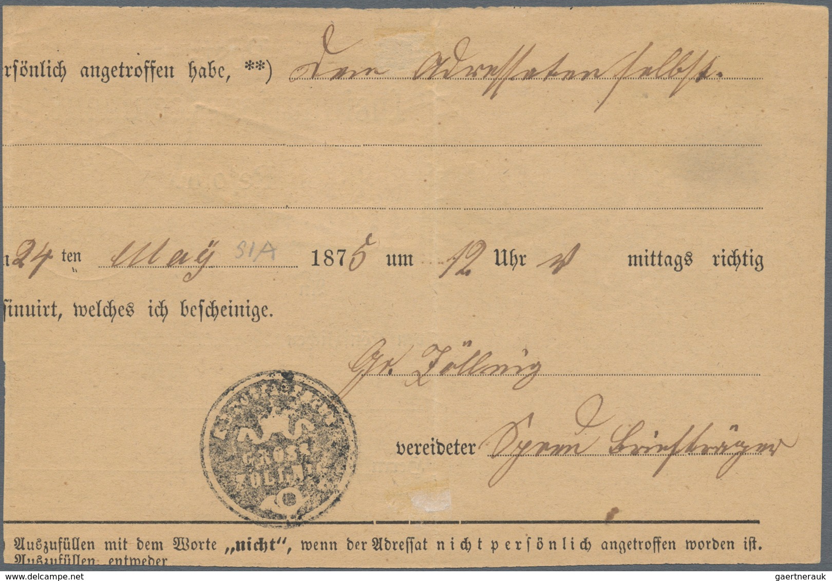 Deutsches Reich - Brustschild: 1872, Großer Schild 2 Gr. Blau Auf Vordruck-Insinuations-Dokument Mit - Brieven En Documenten