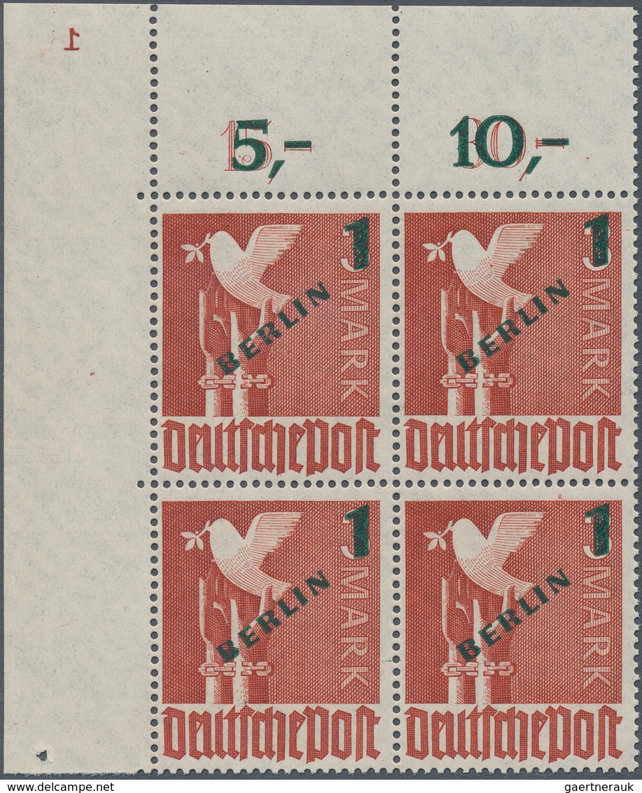 Berlin: 1949, Freimarken 1 (DM) Auf 3 (M) Mit Grünem Aufdruck BERLIN, Perfekter Unsignierter Und Ung - Brieven En Documenten