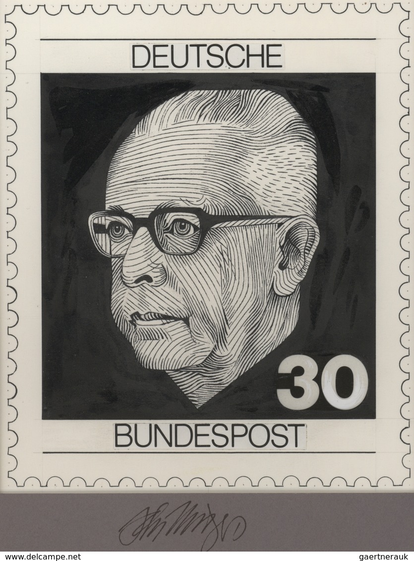 Bundesrepublik Deutschland: 1970, Nicht Angenommener Künstlerentwurf (15x17,5) Von Prof. H.Schilling - Briefe U. Dokumente