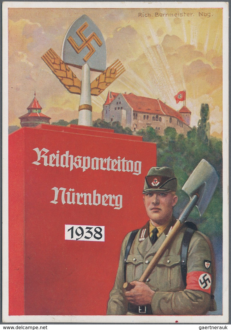 Ansichtskarten: Propaganda: 1938, "Reichsparteitag Nürnberg", Großformatige Kolorierte Parteitagskar - Politieke Partijen & Verkiezingen