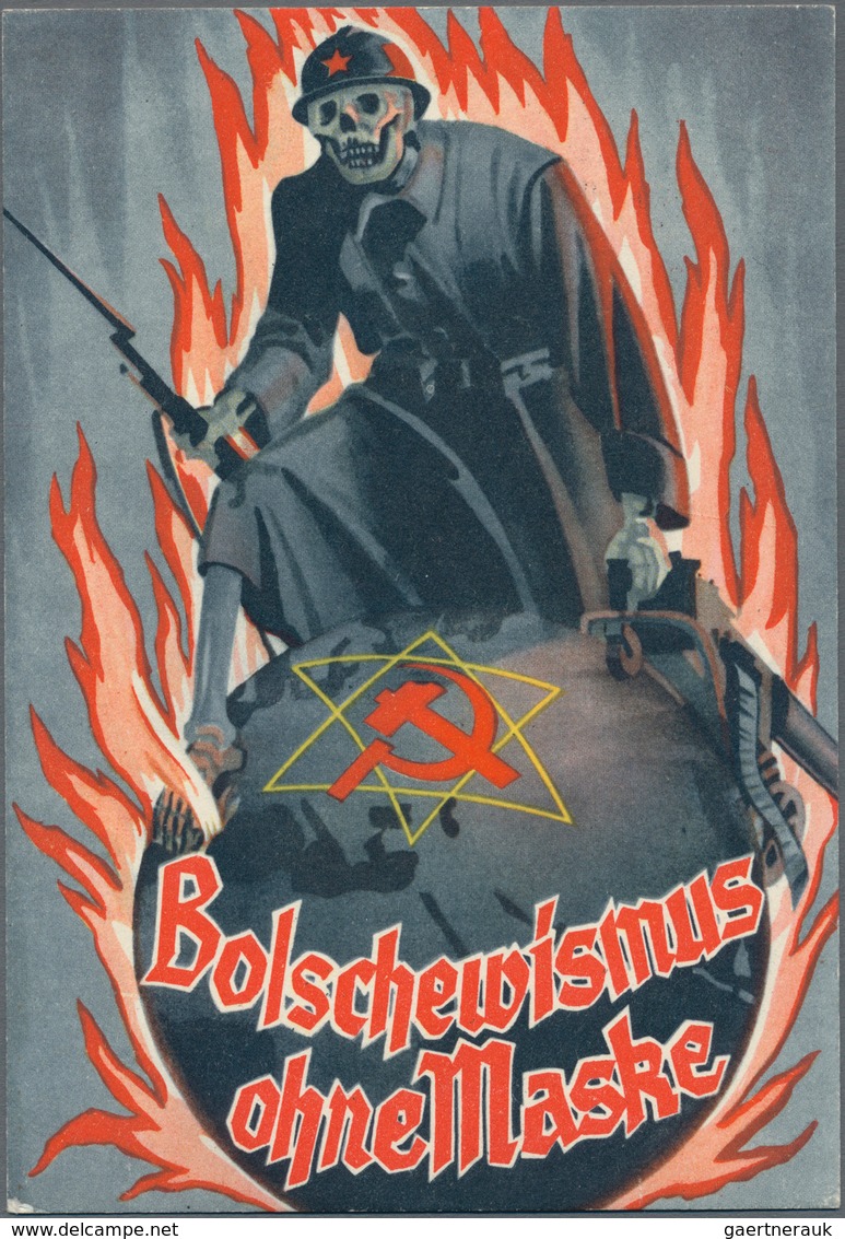 Ansichtskarten: Propaganda: 1939, "Bolschewismus Ohne Maske", Großformatige Kolorierte Ausstellungsk - Politieke Partijen & Verkiezingen