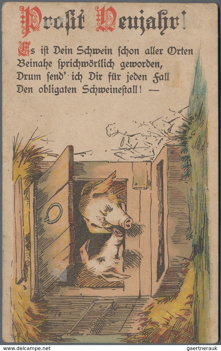 Ansichtskarten: Vorläufer: 1888, STUTTGART, Farbige Neujahrsglückwunschkarte Mit Schweinemotiv Vom 3 - Zonder Classificatie