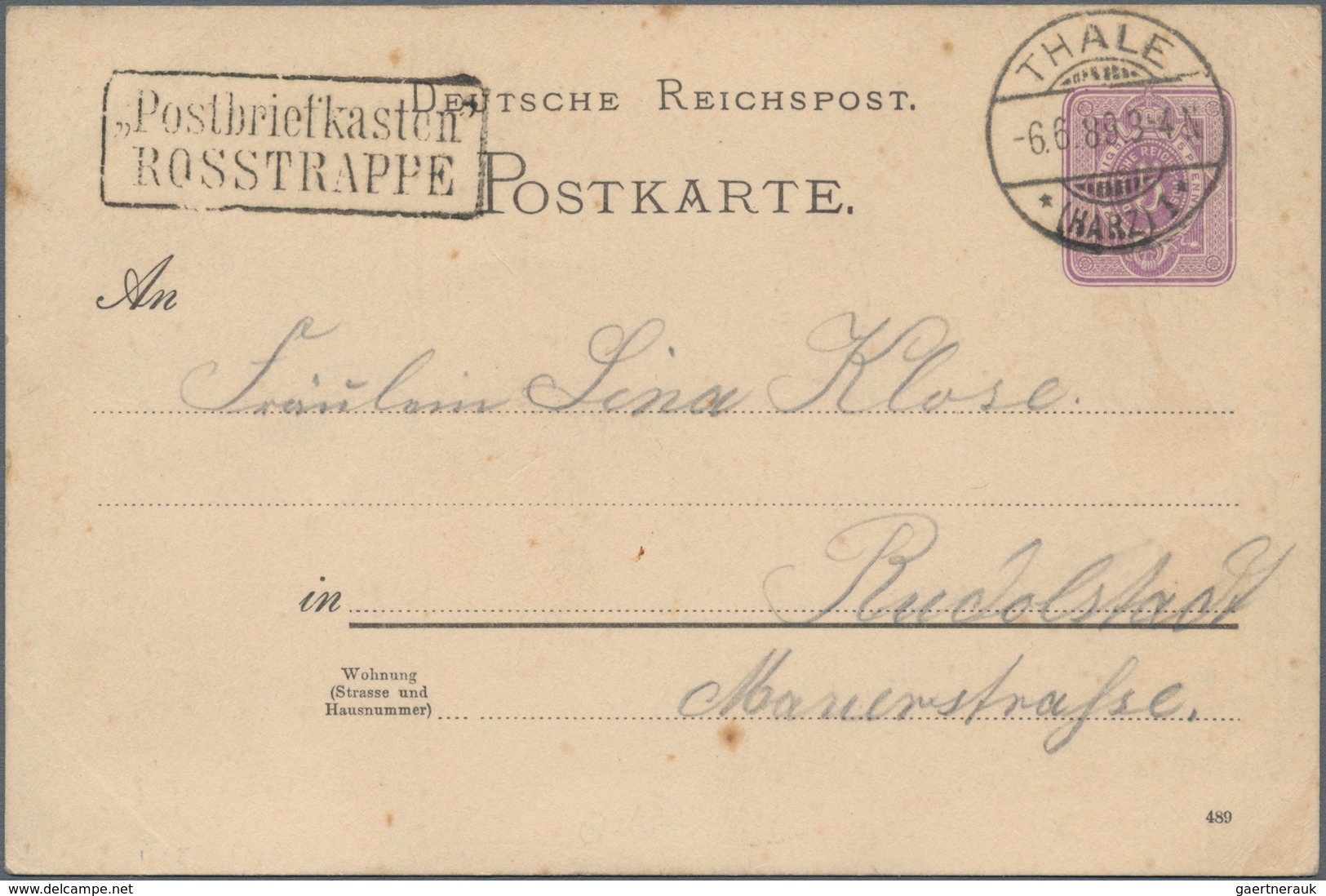 Ansichtskarten: Vorläufer: 1889, ROSSTRAPPE Winzenburg, Vorläuferkarte 5 Pf Lila Als Privatganzsache - Zonder Classificatie