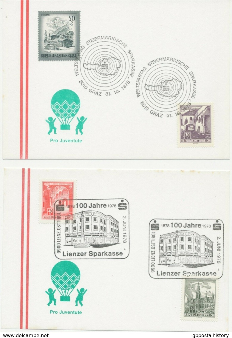 ÖSTERREICH SONDERSTEMPEL 1975/8, 22 versch. SST BANKEN (20) & VERSICHERUNGEN (2)