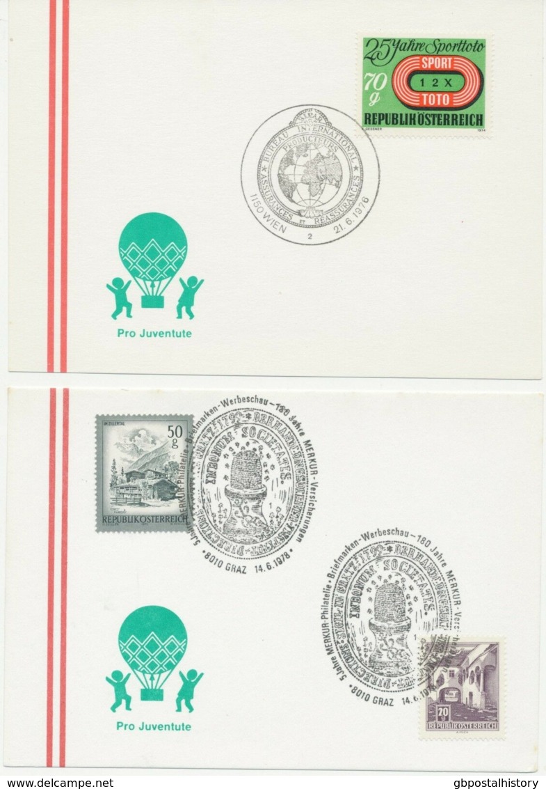 ÖSTERREICH SONDERSTEMPEL 1975/8, 22 versch. SST BANKEN (20) & VERSICHERUNGEN (2)