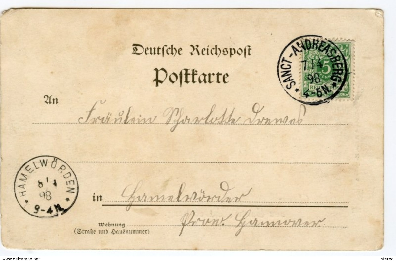 Sankt Andreasberg Postcard Germany Gruss 1898 - St. Andreasberg