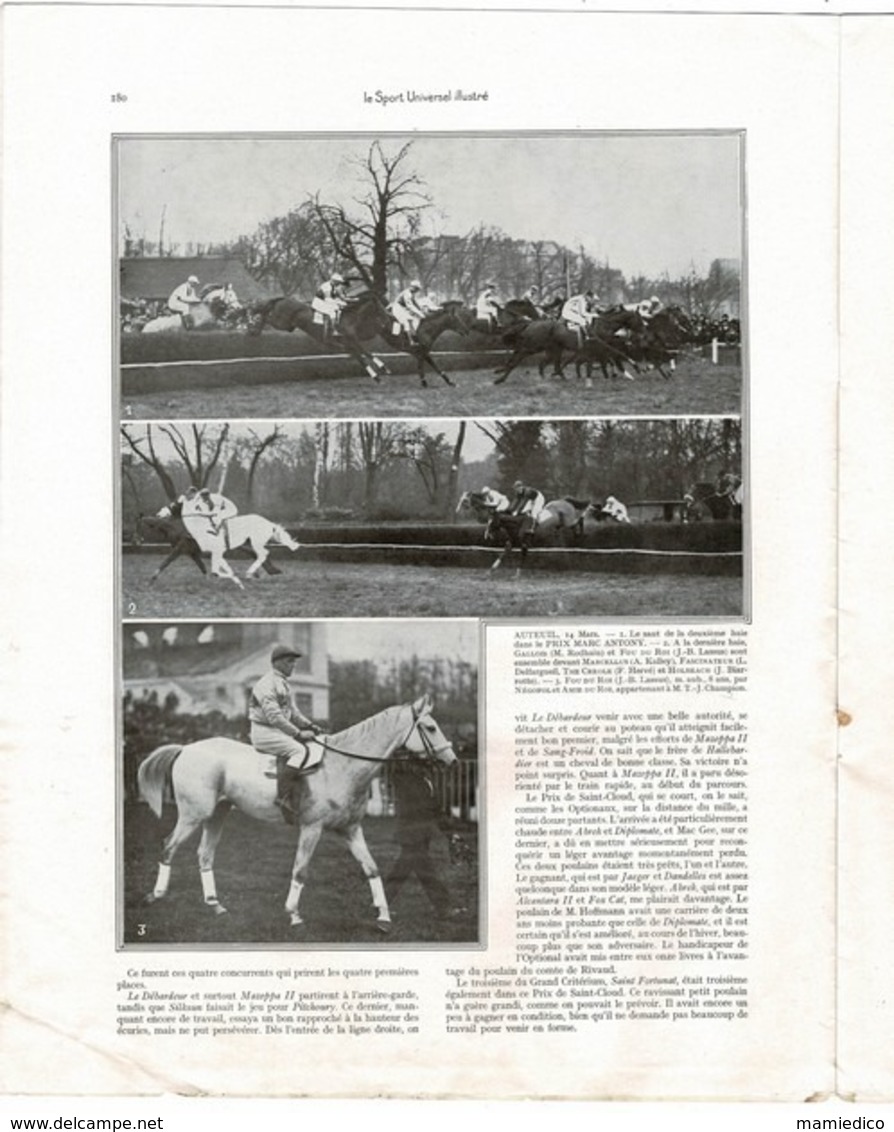 MARS 1926 EQUITATION: Le Sport Universel Illustré. Revue De 20 Pages. Articles Intéressants Et Pubs D'époque. 28/36cm - Reiten