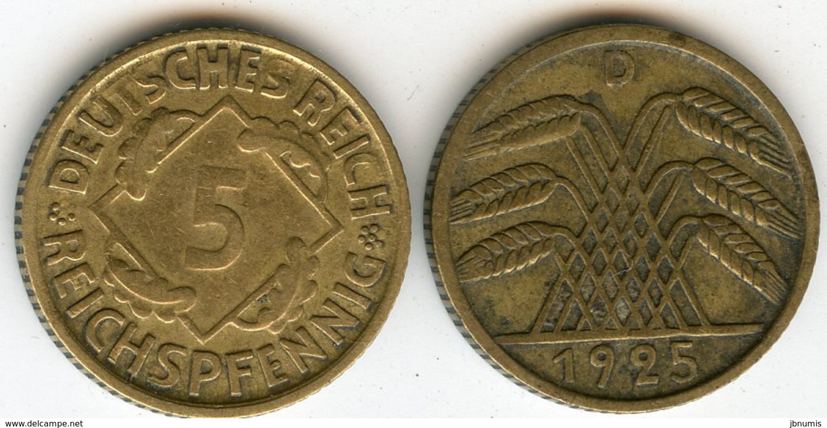 Allemagne Germany 5 Reichspfennig 1925 D J 316 KM 39 - 5 Rentenpfennig & 5 Reichspfennig