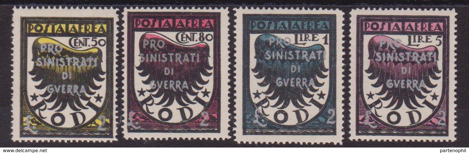 325 ** 1944 Occupazione Tedesca Dell'Egeo - Pro Sinistri Di Guerra N. P.a. 56/59. Cat. € 500,00. SPL - Aegean